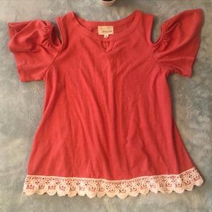 Girls Rewind Orange Cold Shoulder Top